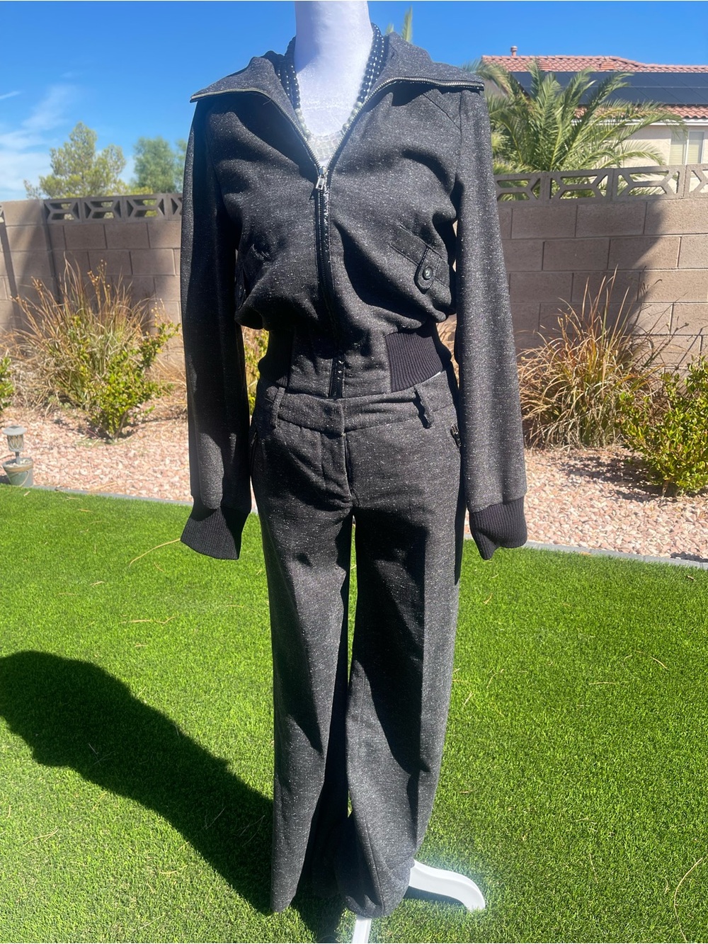 Iz Byer Black Sparkle Wide-Leg Jumpsuit
